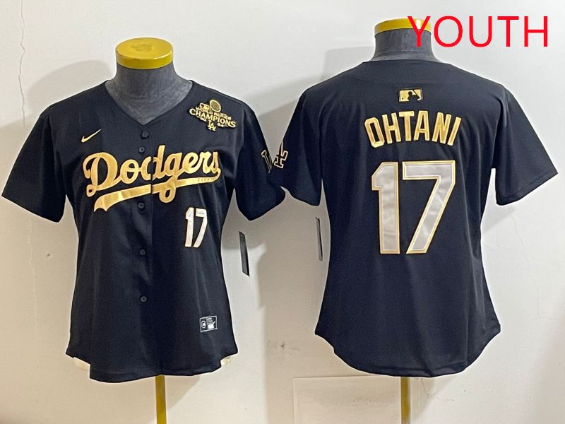 Youth Los Angeles Dodgers #17 Ohtani Black Gold Nike 2025 MLB Jersey style 4285->youth mlb jersey->Youth Jersey